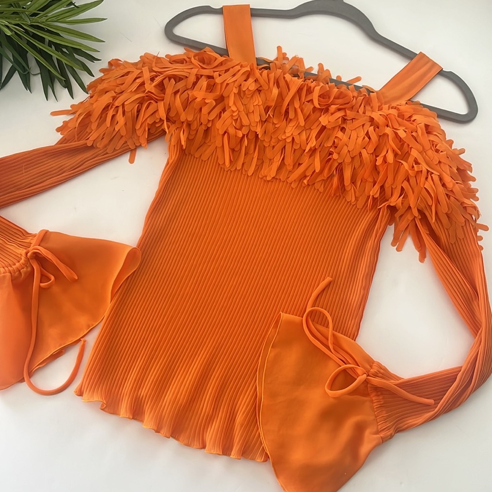Orange Ruffled Women's Blouse size small